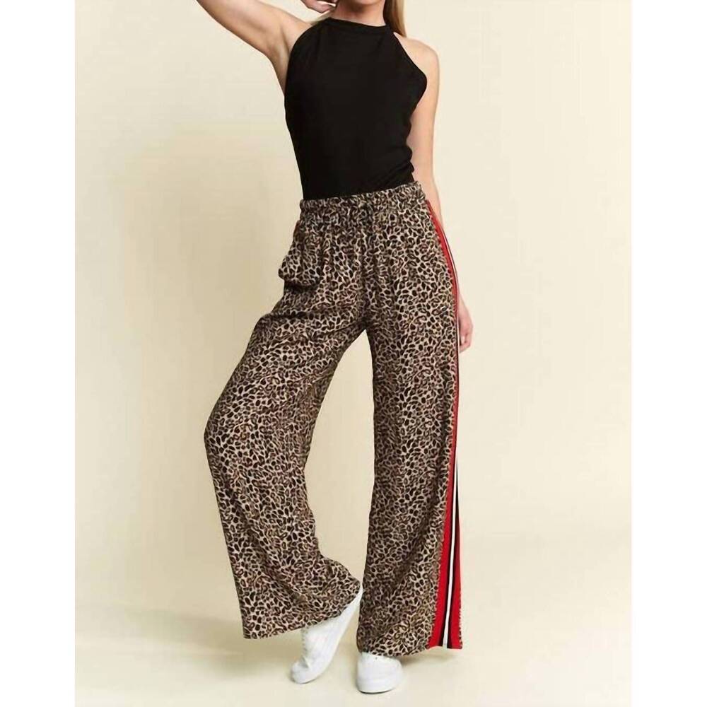 NEW JADE BY JANE leopard contrast trouser in red panel / mocha brown